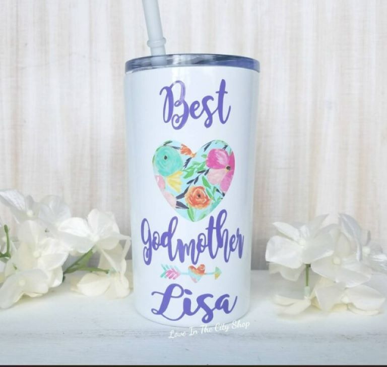 Vasos térmicos personalizados para madrina de bautizo
